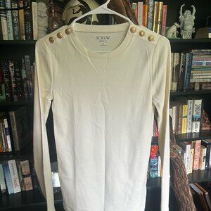 Cream J.Crew Sweater with Gold buttons